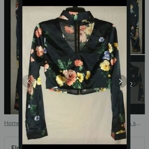 The Sang Floral-Accent Satin Jacket And Pants in Black